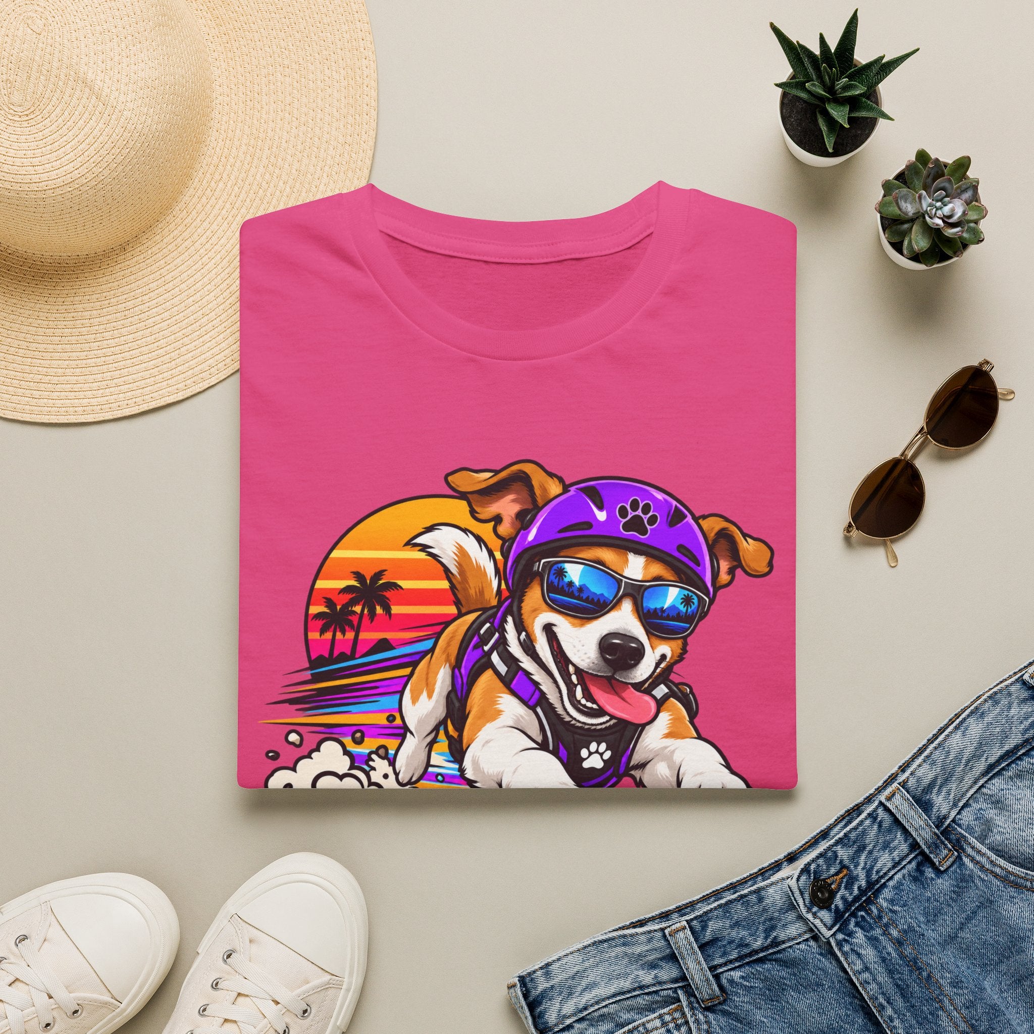 Full Send Dog T-Shirt – Retro Surfing Pup Graphic Tee