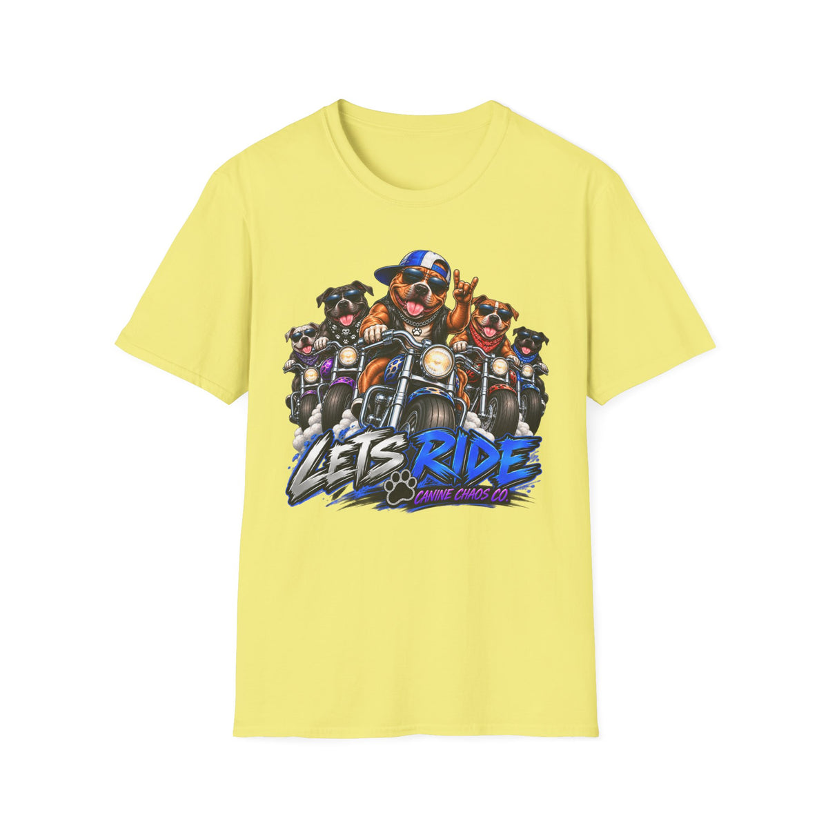 Lets Ride Dog Motorcycle T-Shirt — Funny Biker Dogs Graphic Tee