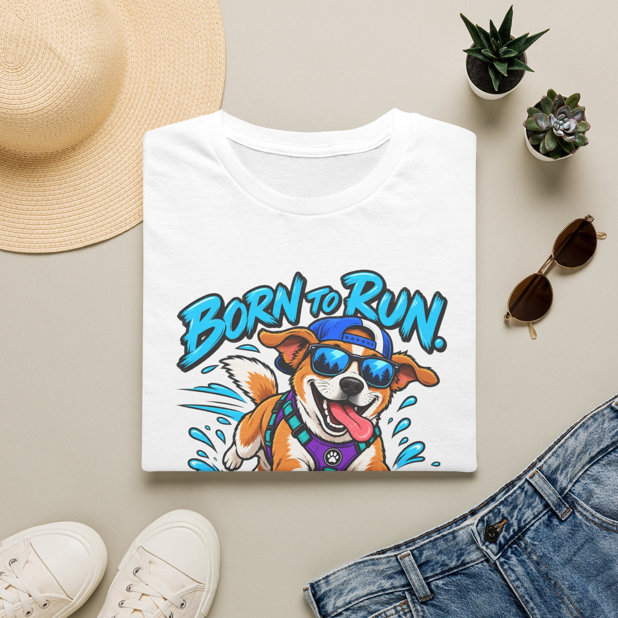 Born to Run Dog T-Shirt — "Born to Run, Distracted by Everything" Cute Corgi Running Tee