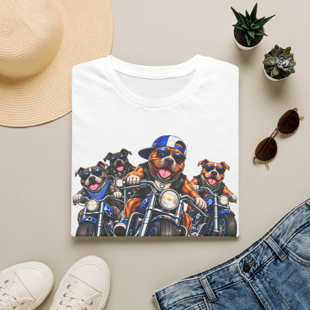 Let's Ride Motorcycle Dogs T-Shirt — Funny Biker Pup Graphic Tee