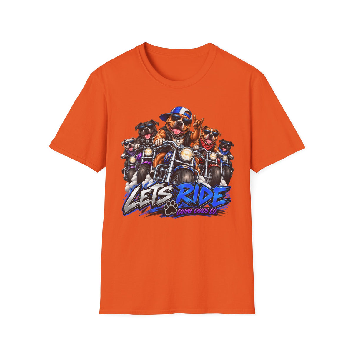 Lets Ride Dog Motorcycle T-Shirt — Funny Biker Dogs Graphic Tee