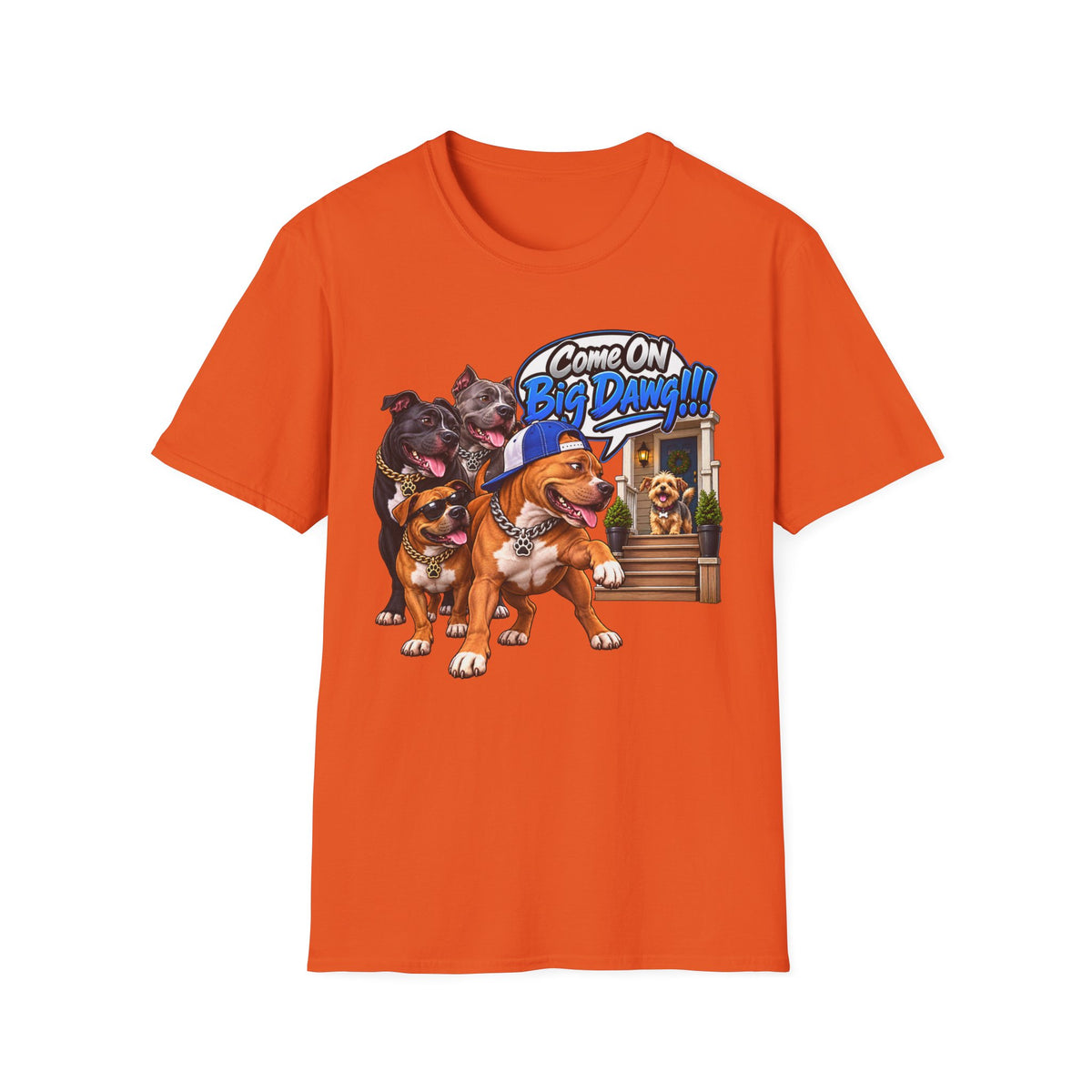 Come On Big Dawg! Funny Bulldog & Pups Graphic T-Shirt