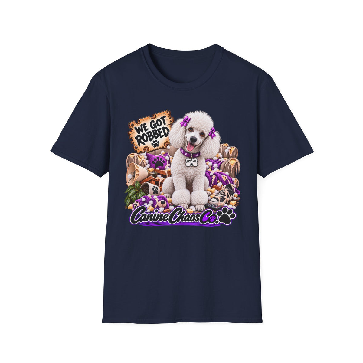 Poodle Pet Rescue Tee — “We Got Robbed” Canine Chaos Co. Graphic T-Shirt