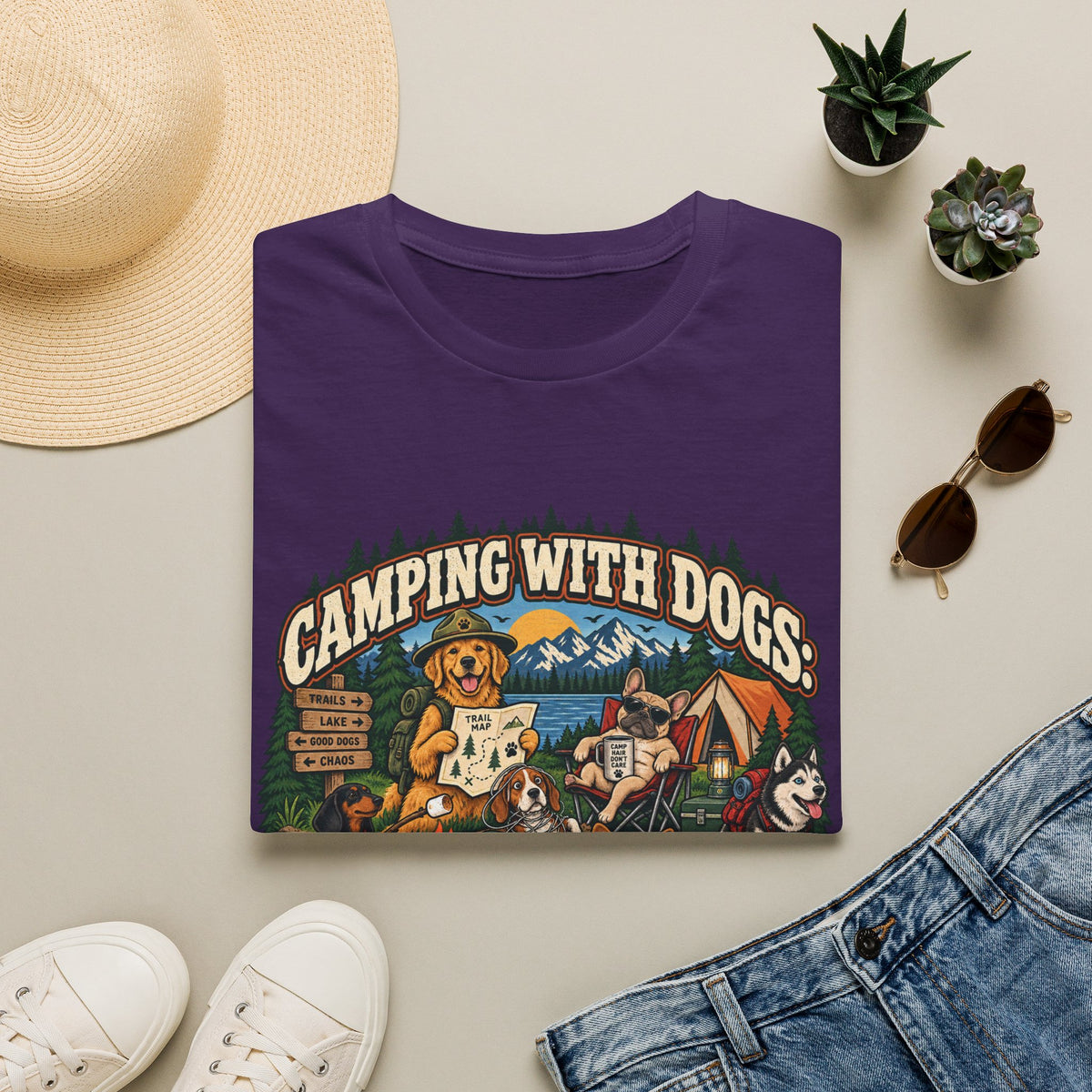 Camping With Dogs T-Shirt — Vintage Outdoor Dog Lover Tee